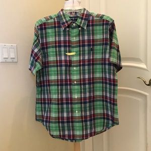 Ralph Lauren Green and Blue Plaid Casual Button Down Shirt